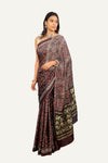 Modal Silk Ajrakh Print Saree With Heavy Zari Work Pallu