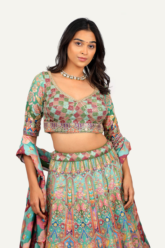Silk Multi-Color Lehenga Choli