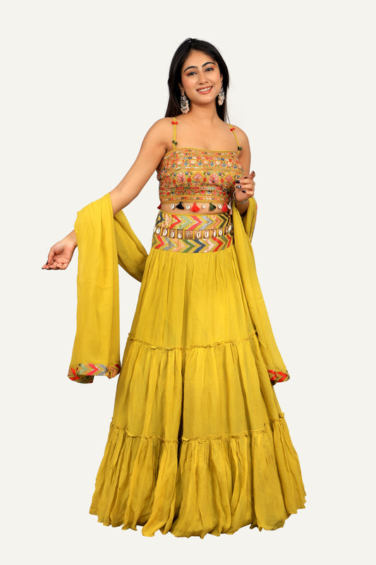 Georgette Lehenga Choli with Resham Work Blouse