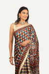 Modal Silk Ajrakh Print Saree with Baluchari Pallu