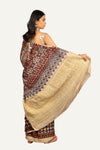 Modal Silk Ajrakh Print Saree with Baluchari Pallu