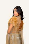 Gold Indowestern in Dhoti Style with Hand Embroidery