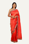Red Tissue Silk Saree with Hand Work Border & Butti