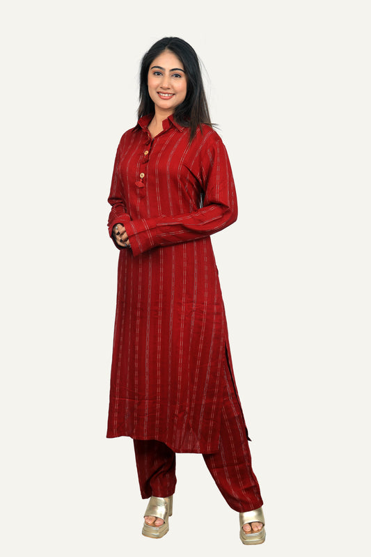 Red Designer Kurti Pant