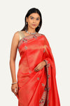 Red Tissue Silk Saree with Hand Work Border & Butti