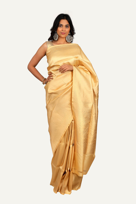 Gold Pure Katan Silk Saree