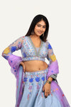 Raw Silk Patch & Resham Work Lehenga Choli