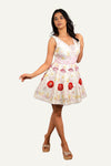 Cream Colour All Over Hand Bead Work On Raw Silk Designer Mini One Piece Frock