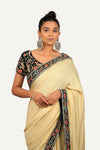 Silk Velvet Border Saree with Ready Blouse