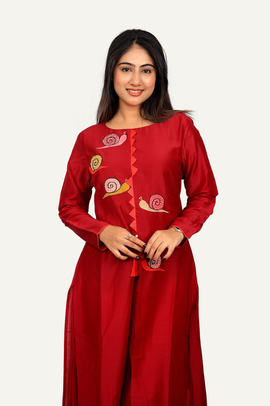 Maroon Silk Designer Kurti