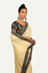 Silk Velvet Border Saree with Ready Blouse