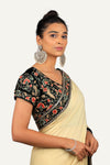 Silk Velvet Border Saree with Ready Blouse