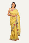 Yellow Tissue Silk Saree with Hand Work Border