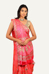 Pink Pure Gaji Silk Bandhani Saree with Handwork and Dual Shade Pallu