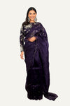 Organza Purple Saree With Ready Blouse