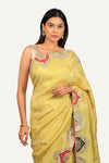 Yellow Tissue Silk Saree with Hand Work Border