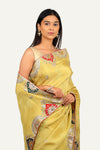 Yellow Tissue Silk Saree with Hand Work Border