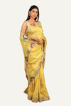 Yellow Tissue Silk Saree with Hand Work Border