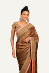 Gold Samo Crepe Ready Blouse Saree