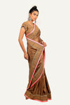 Gold Samo Crepe Ready Blouse Saree