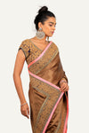 Gold Samo Crepe Ready Blouse Saree