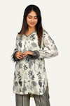 Tropical Prints On Gaji Silk Kurti And Cigarette Pant
