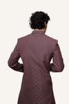 Purple Hand Printed Embroidery with Hand touch up Indowestern