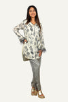 Tropical Prints On Gaji Silk Kurti And Cigarette Pant