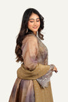 Tissue Silk Top with Handwork & Silk Crush Sharara with Scallop Border Duppatta