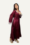 Wine Gaji Silk Handwork Kurti Pant