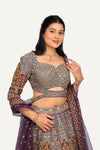Purple Raw Silk Handwork Lehenga Choli
