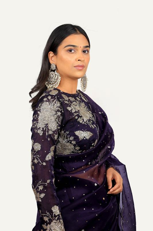 Organza Ready Blouse Saree
