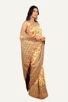 Cream Banarasi Georgette Minakari Hand Work Saree