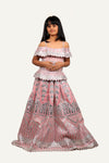 Baby Pink Leather Work Designer Gown