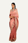 Onion Pink Shimmer Tissue Saree with Resham & Zardosi Hand Work