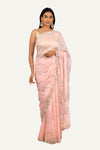 Light Peach Soft Organza With All Over Jal Work & Handwork Border Saree