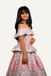 Baby Pink Leather Work Designer Gown