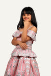 Baby Pink Leather Work Designer Gown
