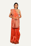 Orange Munga Silk Banarasi Weaving With Hand Work Saree