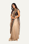 Georgette Fabric Ready To Wear Heavy Handwork Blouse & Border Saree