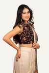 Georgette Fabric Ready To Wear Heavy Handwork Blouse & Border Saree