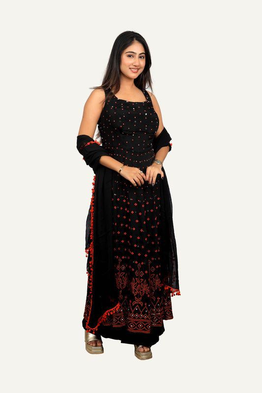 Black Designer Plazo Set