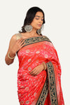 Pink Banarasi Hand Work Border Saree