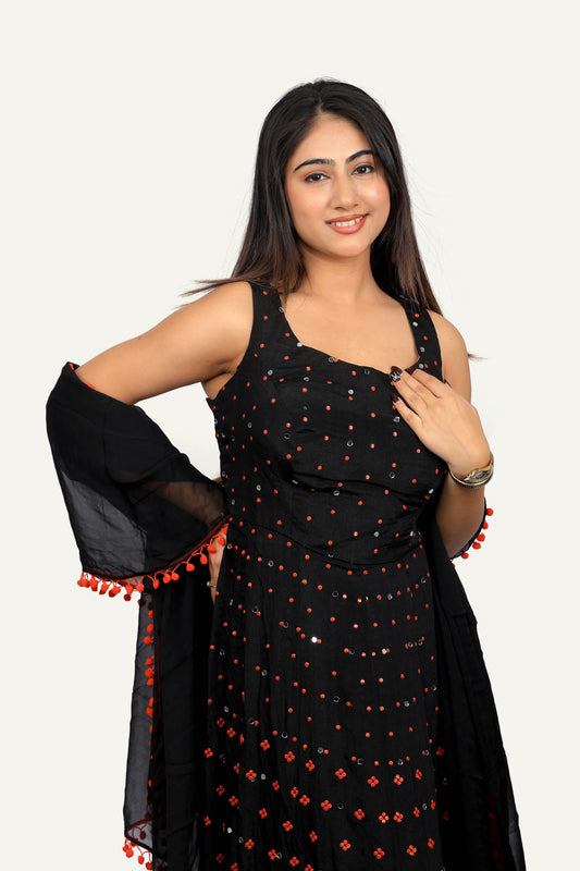 Black Designer Plazo Set