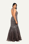 Gray Colour Totally Hand Work On Net With Designer Fish Cut Gown