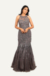 Gray Colour Totally Hand Work On Net With Designer Fish Cut Gown