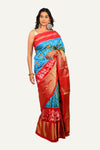 Blue With Pink Hyderabadi Patola Saree