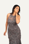 Gray Colour Totally Hand Work On Net With Designer Fish Cut Gown
