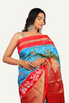Blue With Pink Hyderabadi Patola Saree