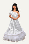 One-Shoulder Silver Fairytale Gown